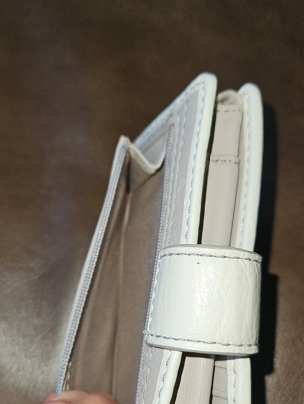 Fossil Emerson SWL1316 Laser-Cut Leather Bifold Wristlet Wallet Cream Taupe